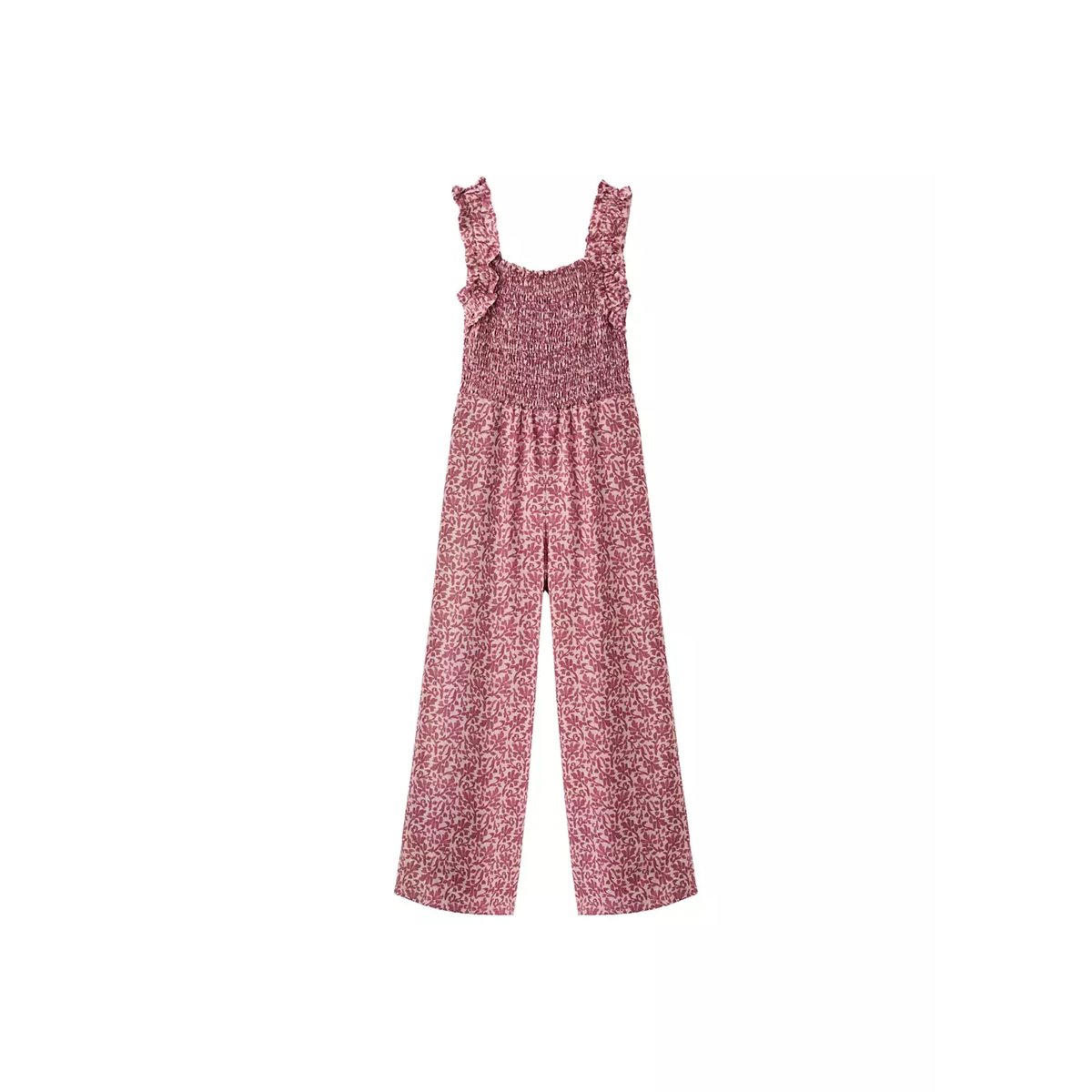 Combinaison imprimé à fronces rose, MANGO KIDS