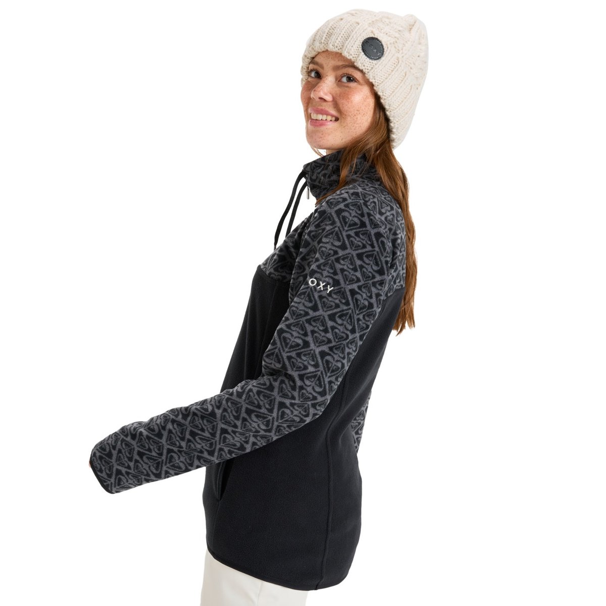 Couche intermédiaire technique SAYNA HALF ZIP. noir true black roxygram tonal, ROXY