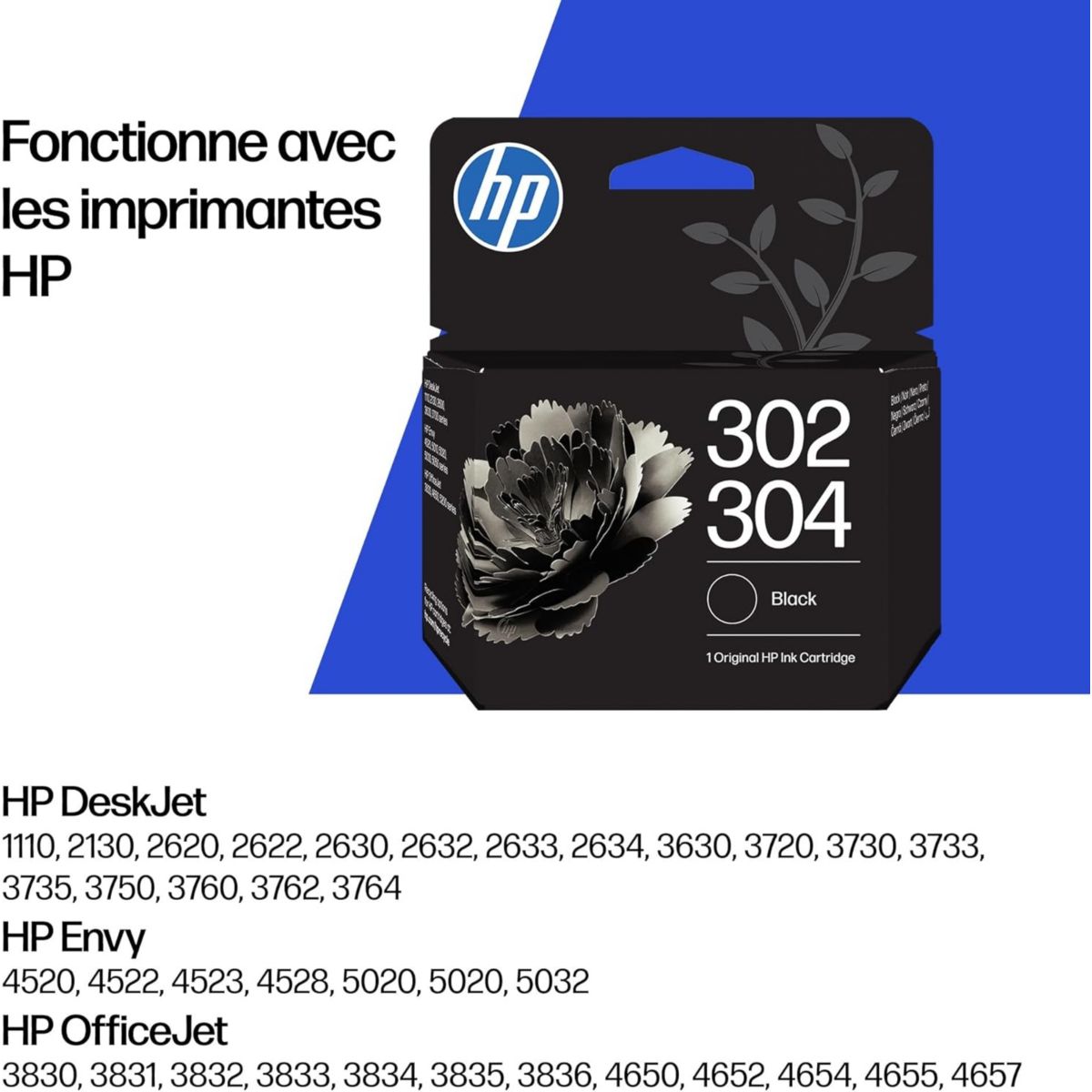 Cartouche d'encre 302/304 Noir couleur unique, HP