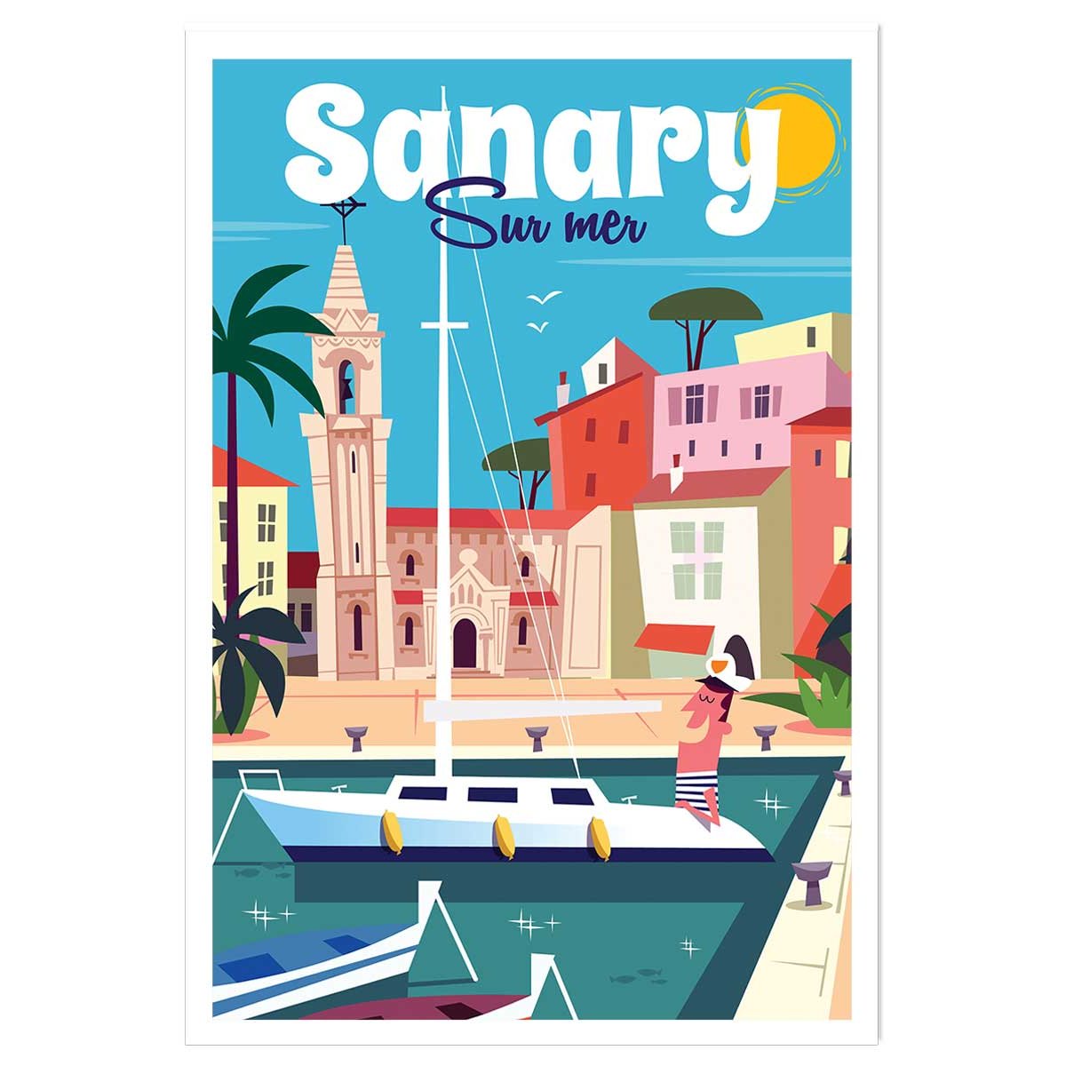 Affiche vacances à Sanary affiche seule, HEXOA