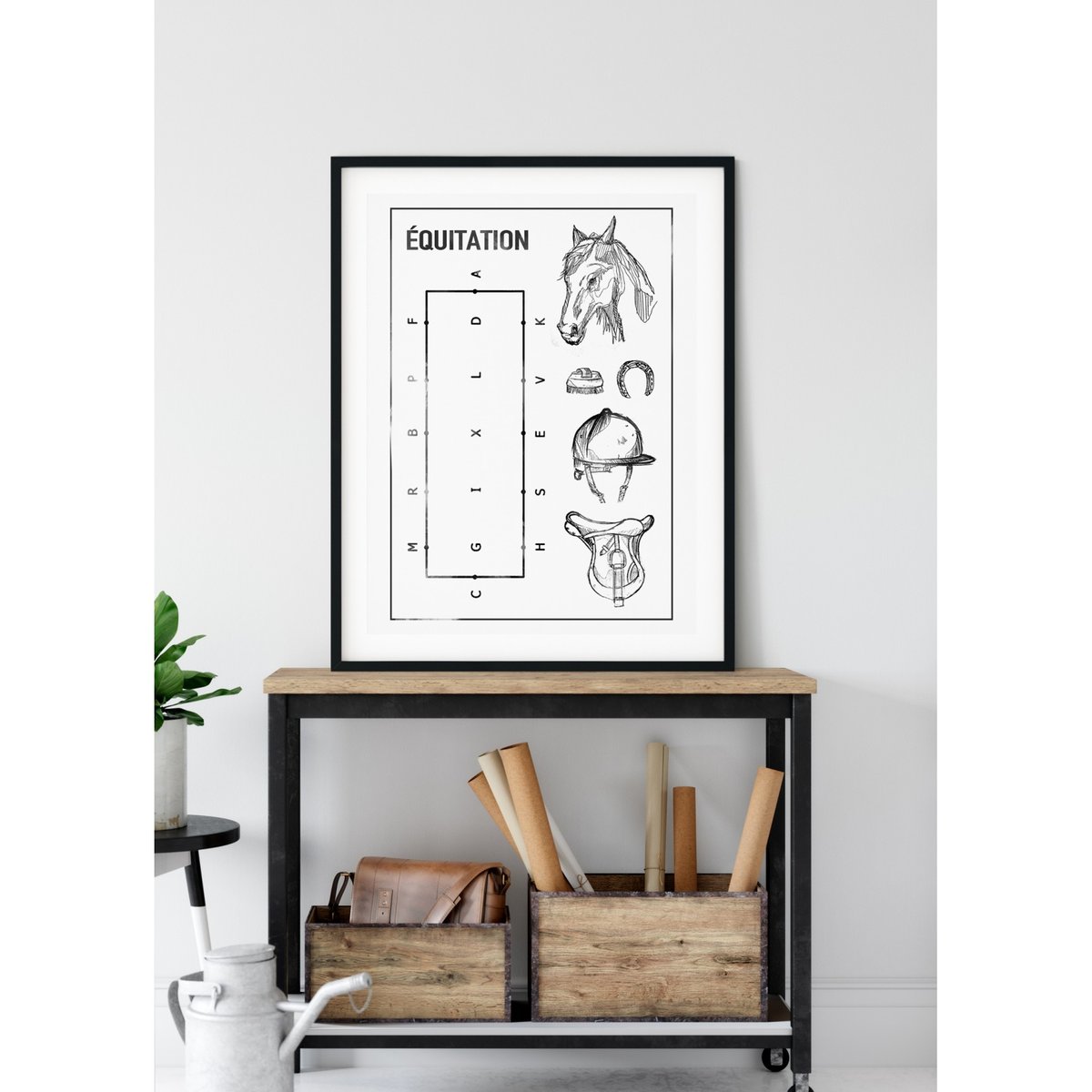 Affiche Équitation blanc, L'AFFICHERIE