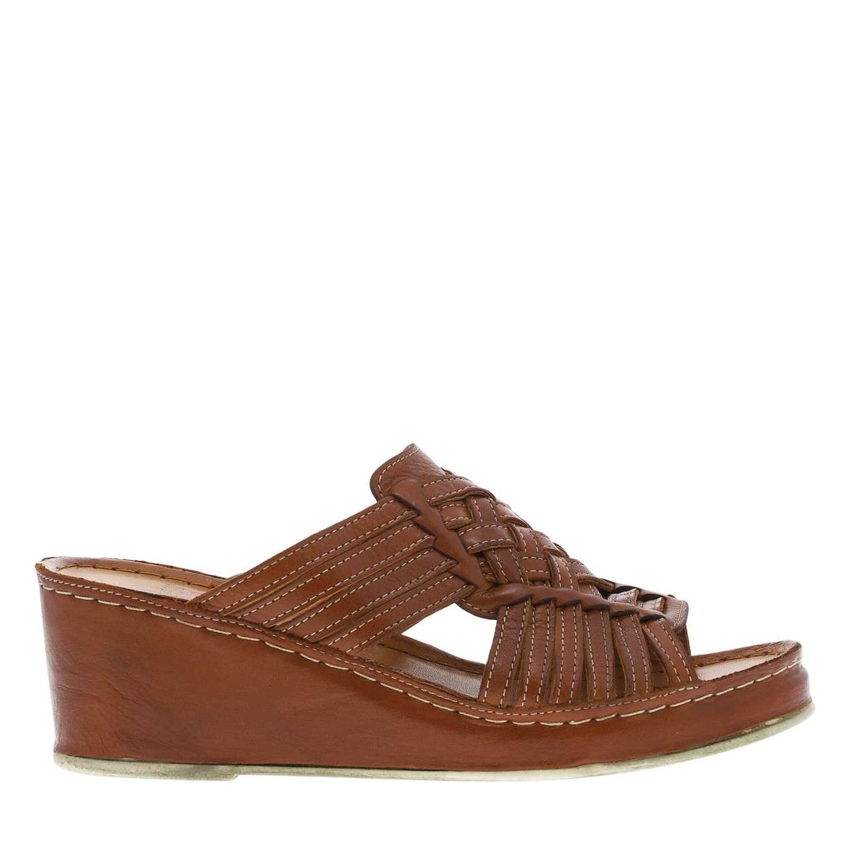 Mules FANNI cuir talon semi-compensé marron, LAURA VITA