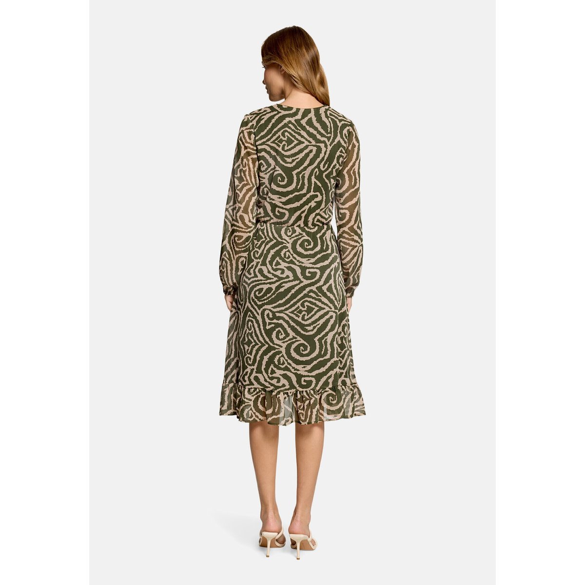 Robe en chiffon à motifs khaki/cream, CARTOON