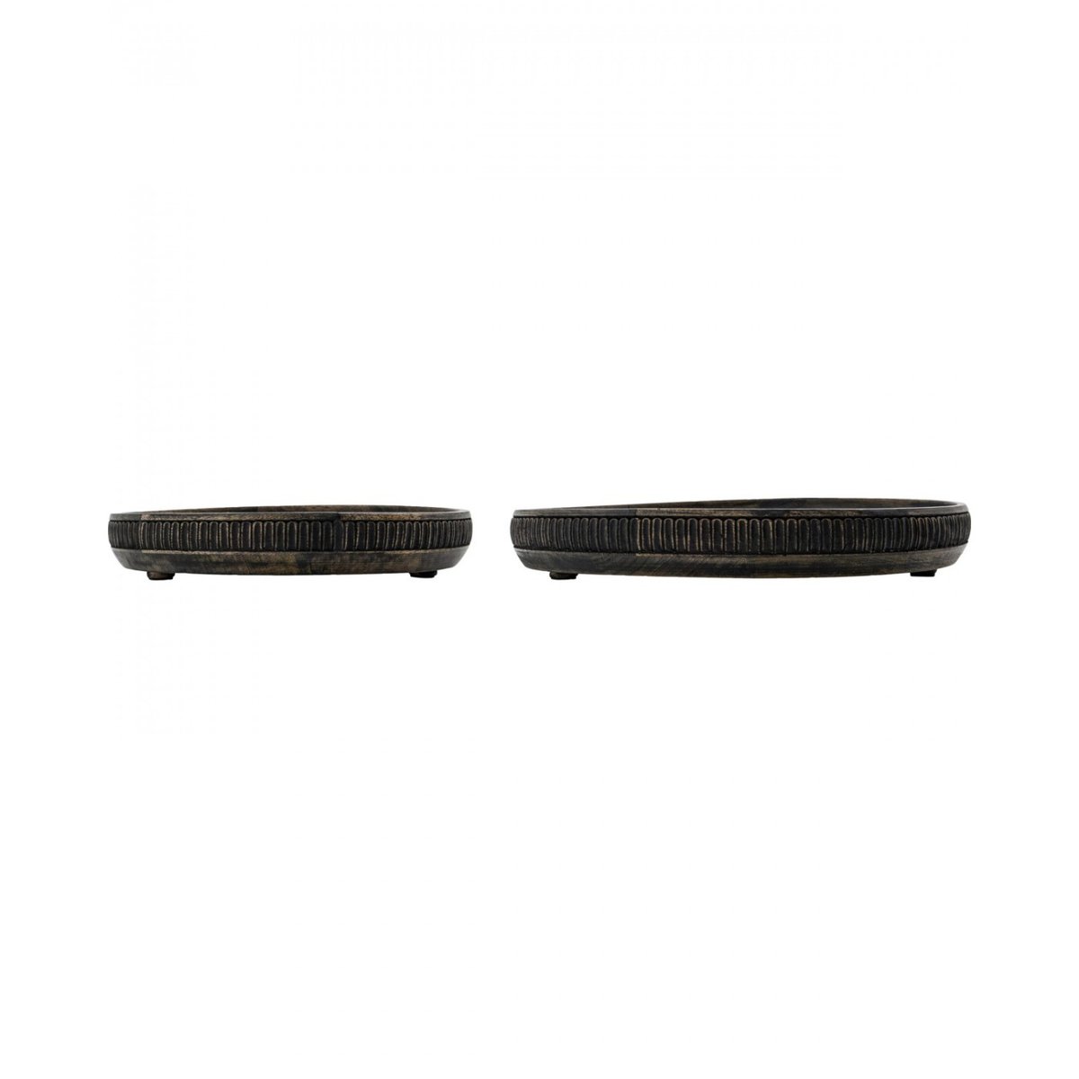Lot de 2 plateaux en bois de manguier Loma noir, HOUSE DOCTOR