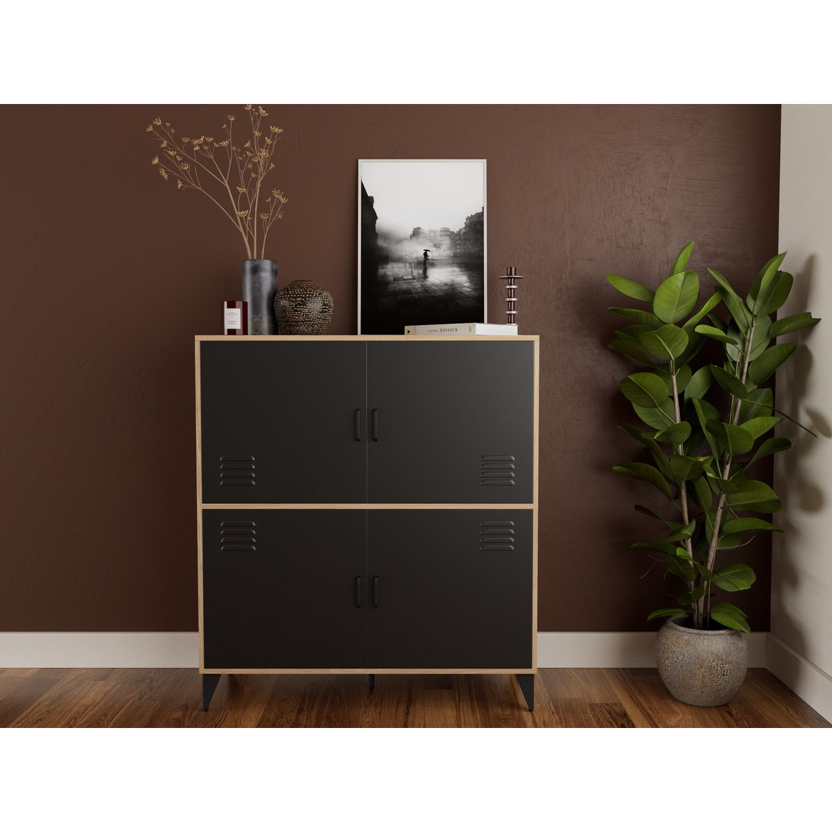 Buffet - TRIBECA bois / noir, BEST MOBILIER