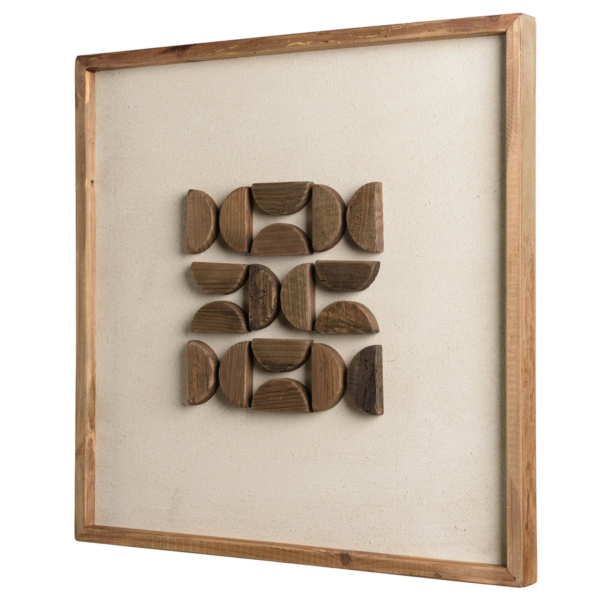 Décoration murale carrée motifs bois sur fond blanc DENVER blanc, PIER IMPORT