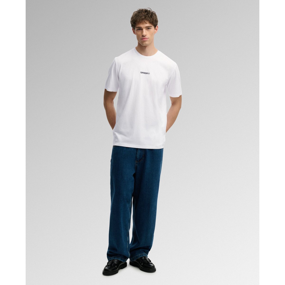 T-shirt Micro Logo Coupe Décontractée blanc cassé, SUPERDRY