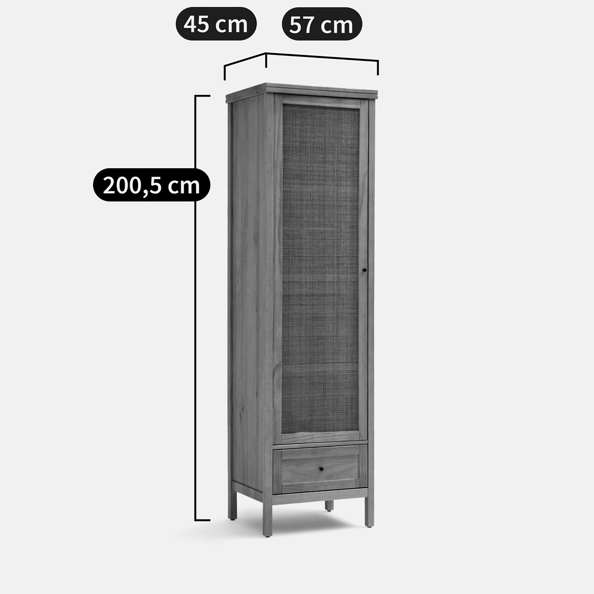 Armoire 1 porte pin massif et cannage, Gabin naturel, LA REDOUTE INTERIEURS