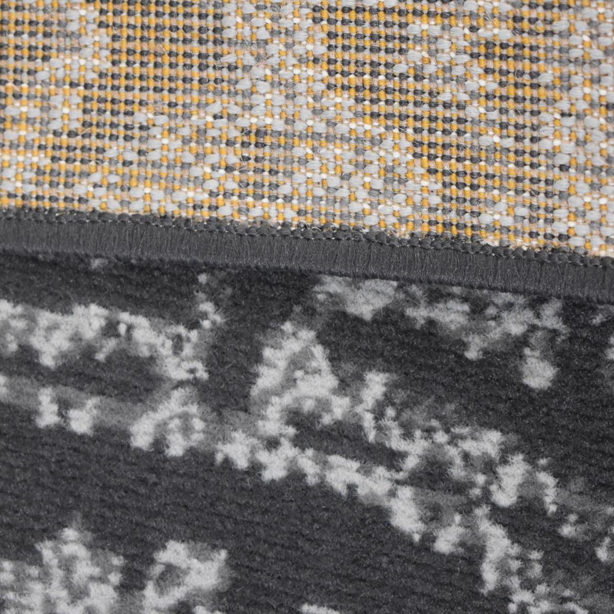 Tapis salon et chambre tissé motif rétro-vintage LYN1 TRANBY gris, beige, UN AMOUR DE TAPIS