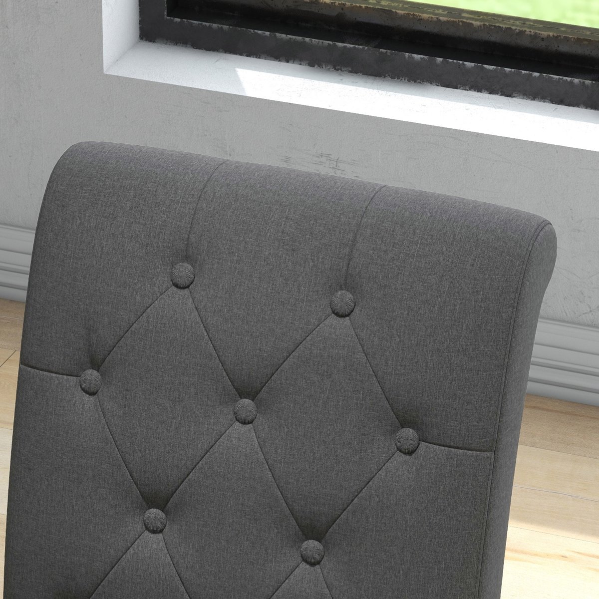Chaise de salle à manger Lin Noir gris foncé, HOMCOM