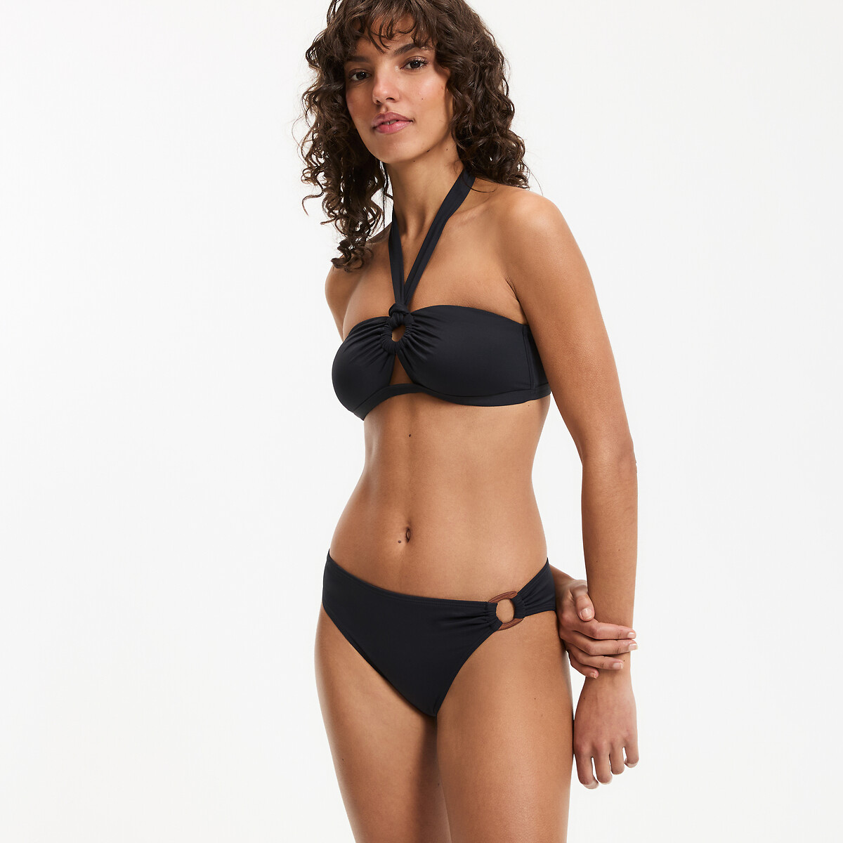 Bikinibroekje, slipje met ring zwart, LA REDOUTE COLLECTIONS