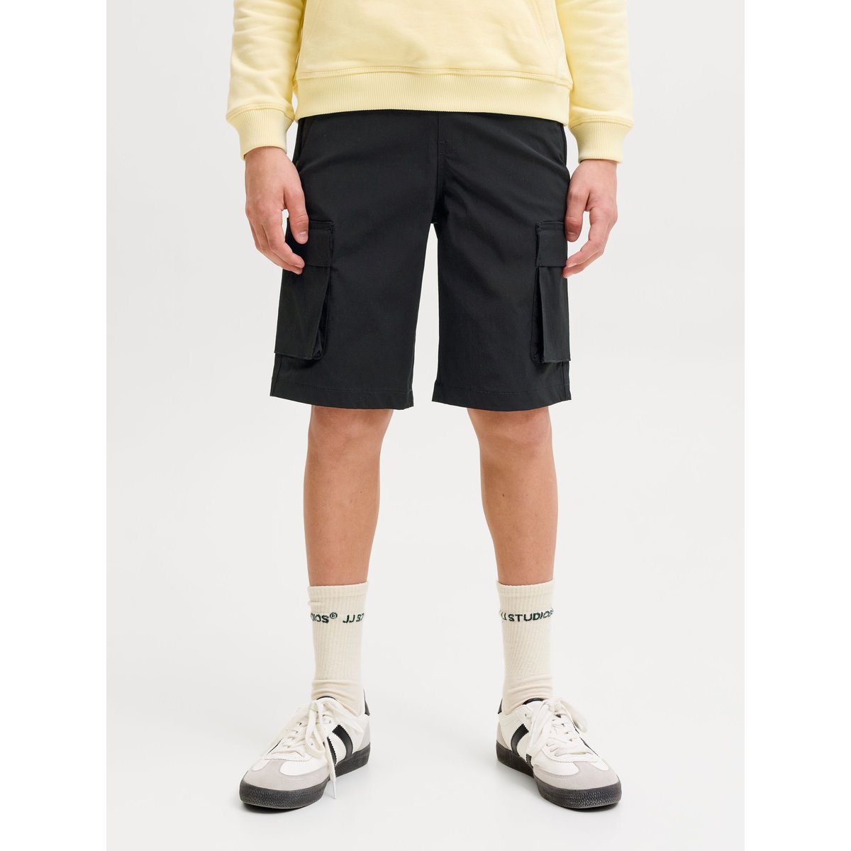 Short Cargo noire - black, JACK & JONES JUNIOR