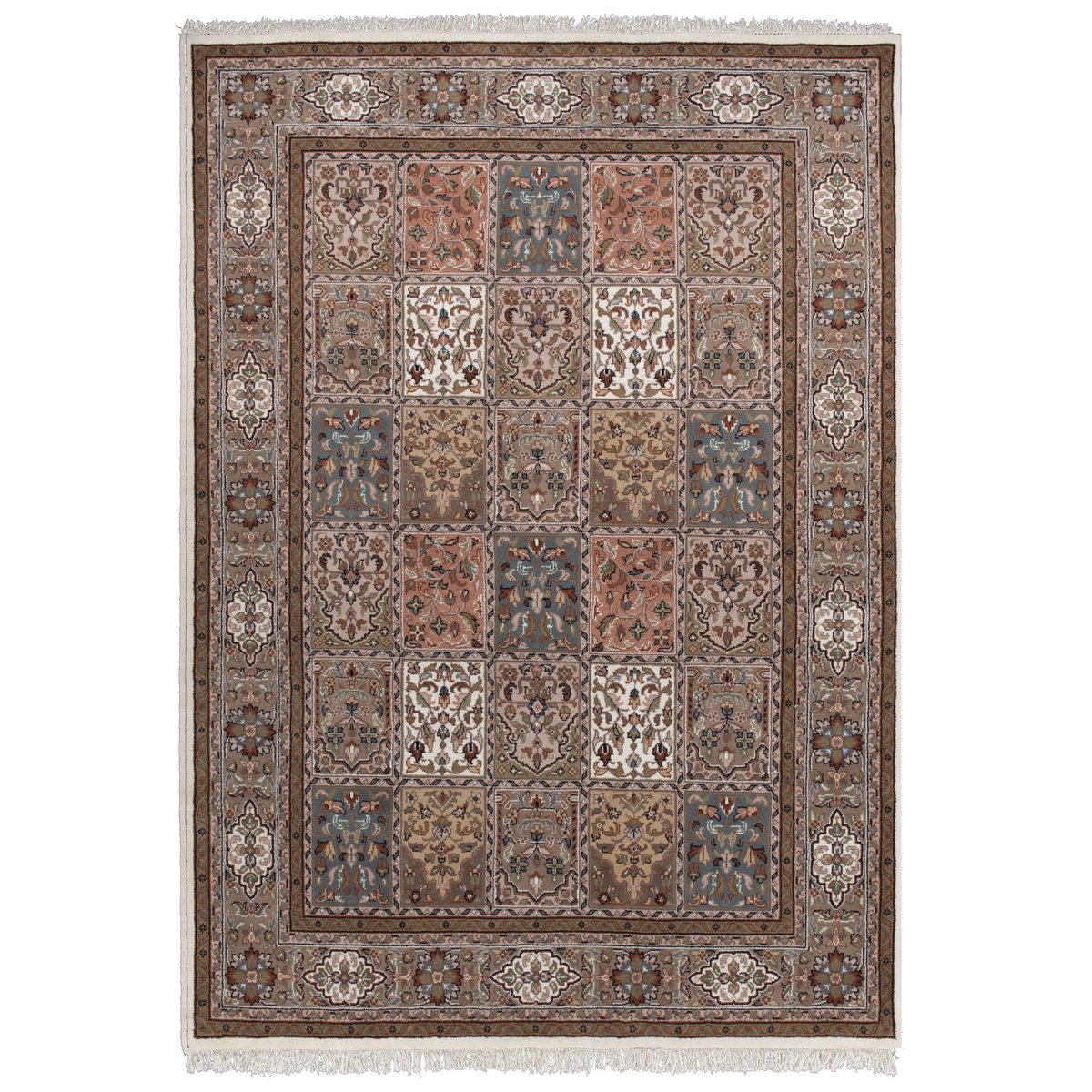 Tapis d'orient classique Benares noué main crème marron, THEKO