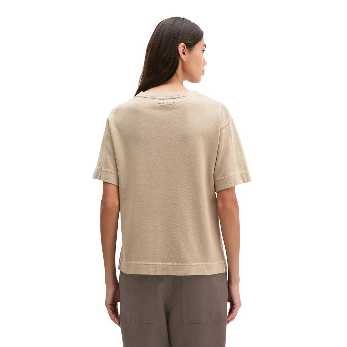 T-shirt loose avec poche plaquée en satin marron, MARC O'POLO