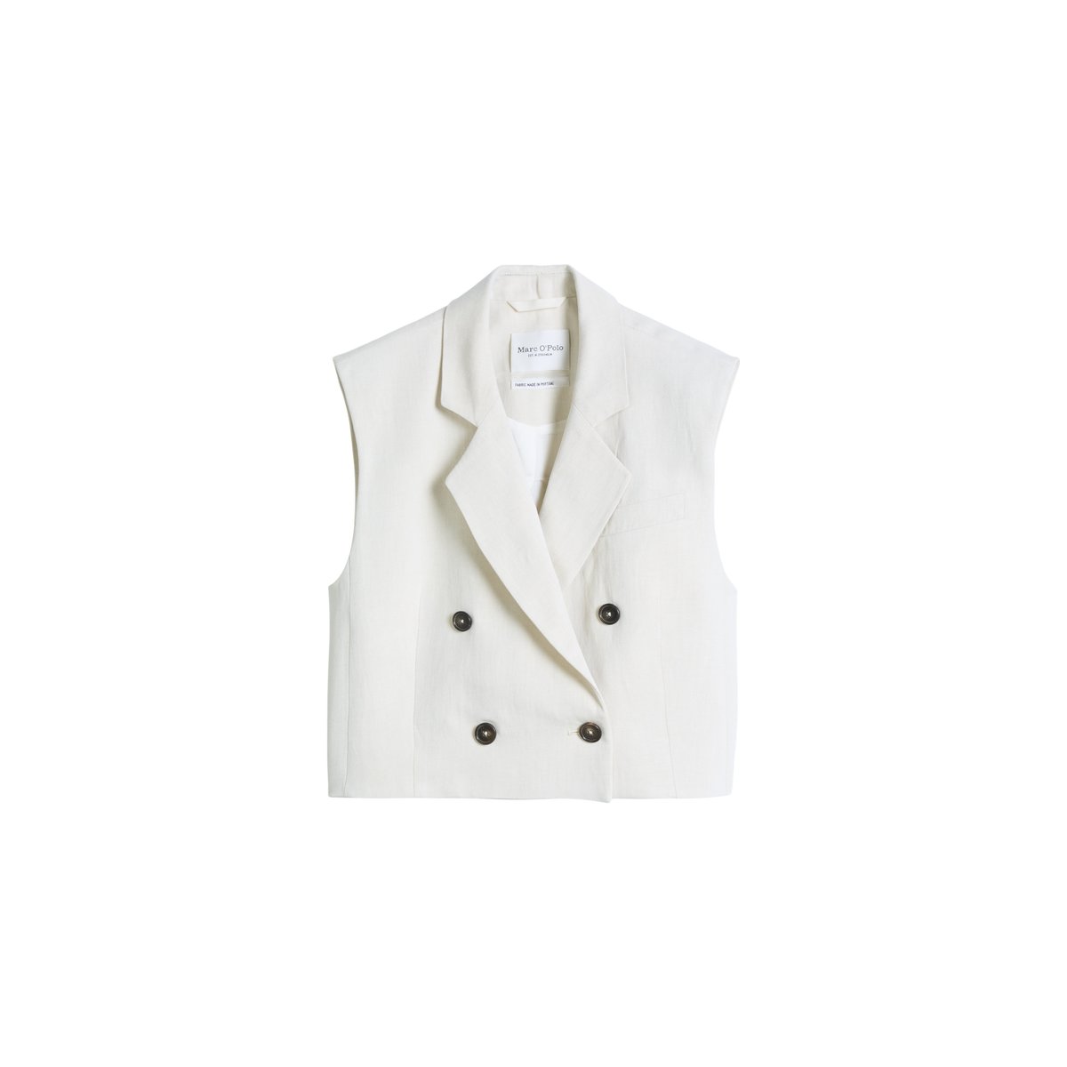 Gilet court oversize en mélange viscose-lin beige, MARC O'POLO