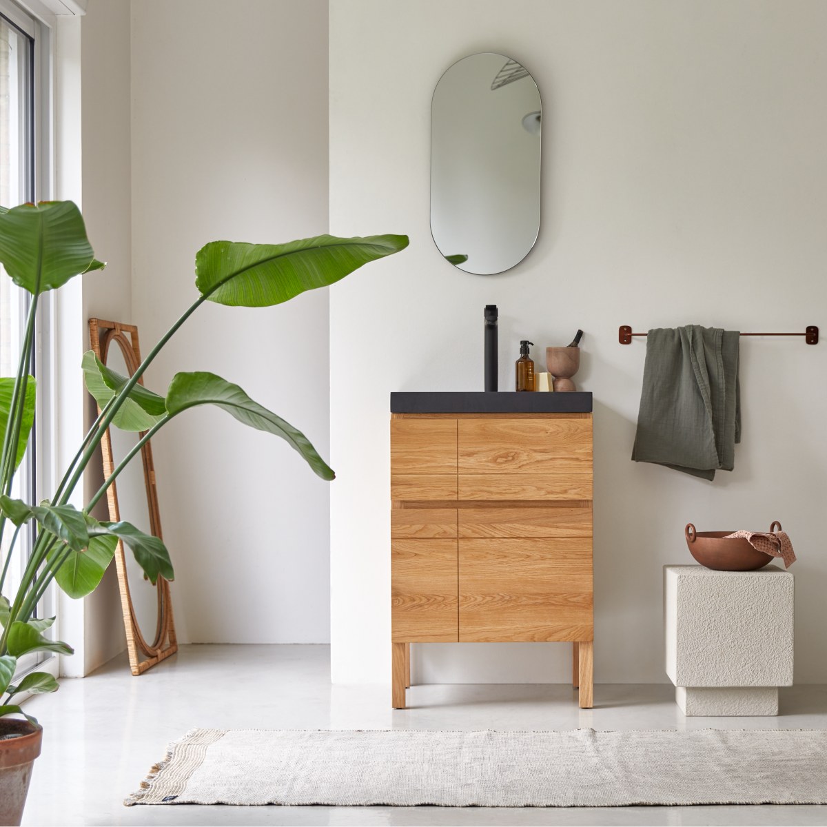 Meuble Salle De Bain en Chêne massif, EASY naturel, TIKAMOON