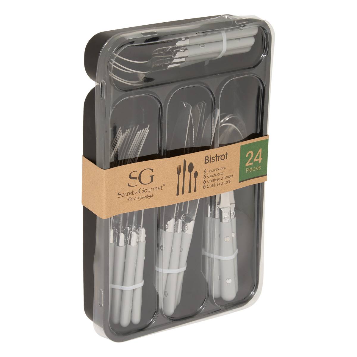 Ménagère 24 pièces en acier inoxydable BISTROT gris, SECRET DE GOURMET