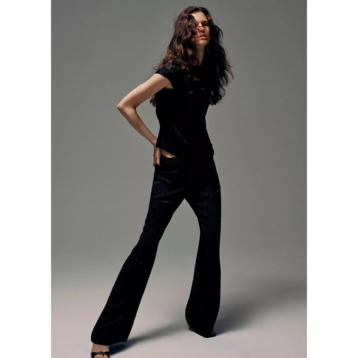 Pantalon droit jacquard gris anthracite, MANGO
