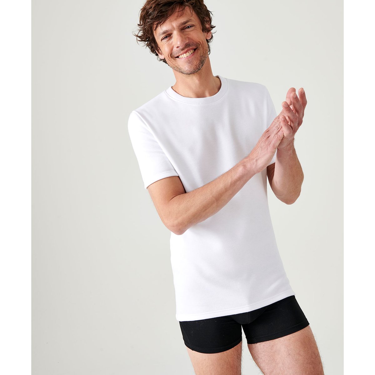 T-shirt Thermolactyl  molleton gratté noir blanc, DAMART