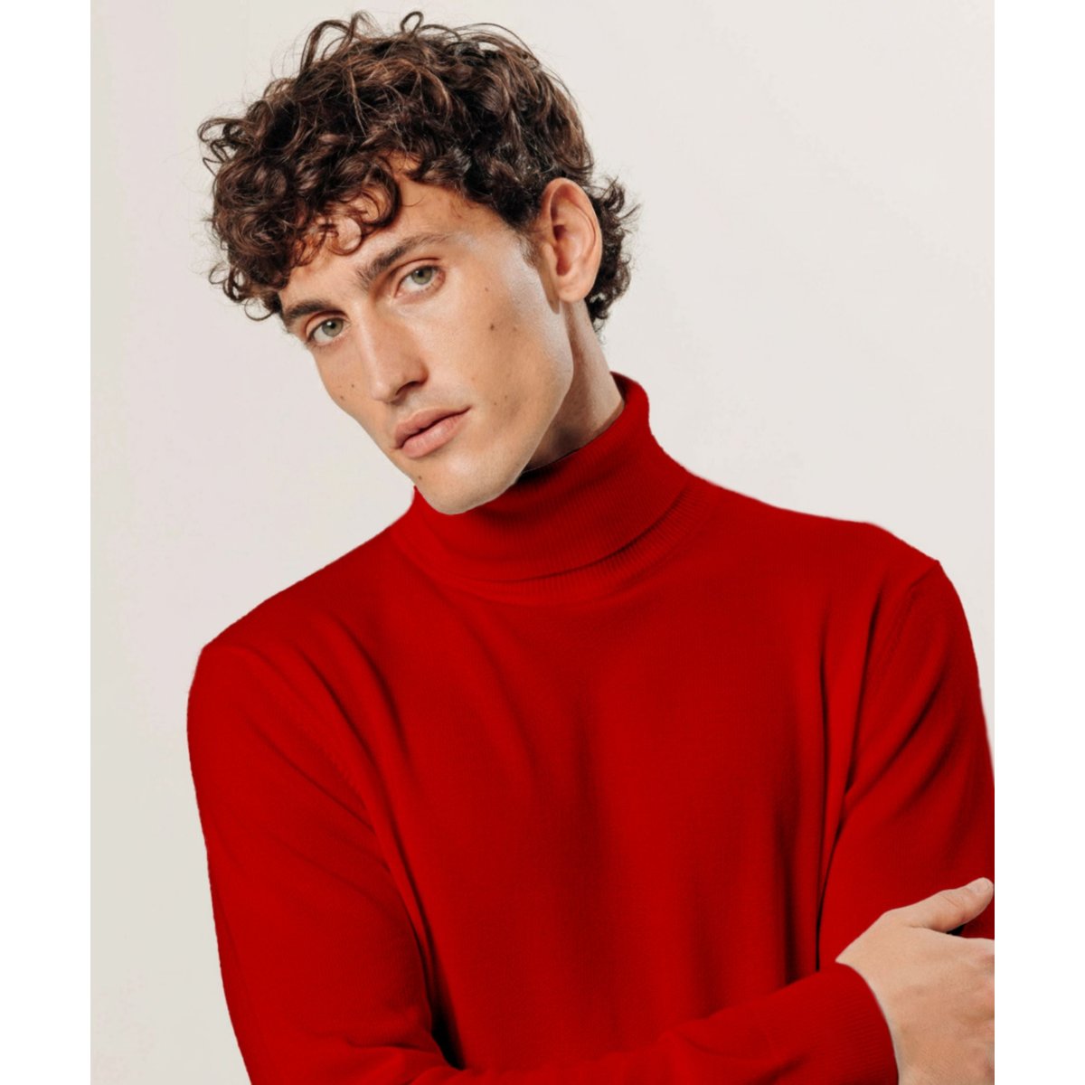 Pull col roulé en laine mérinos rouge, RODIER