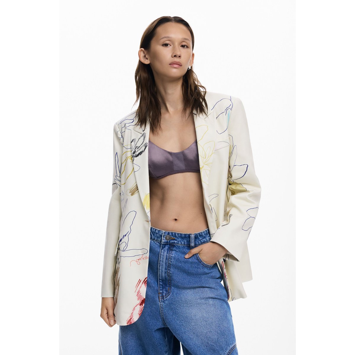 Blazer à motifs beige, DESIGUAL