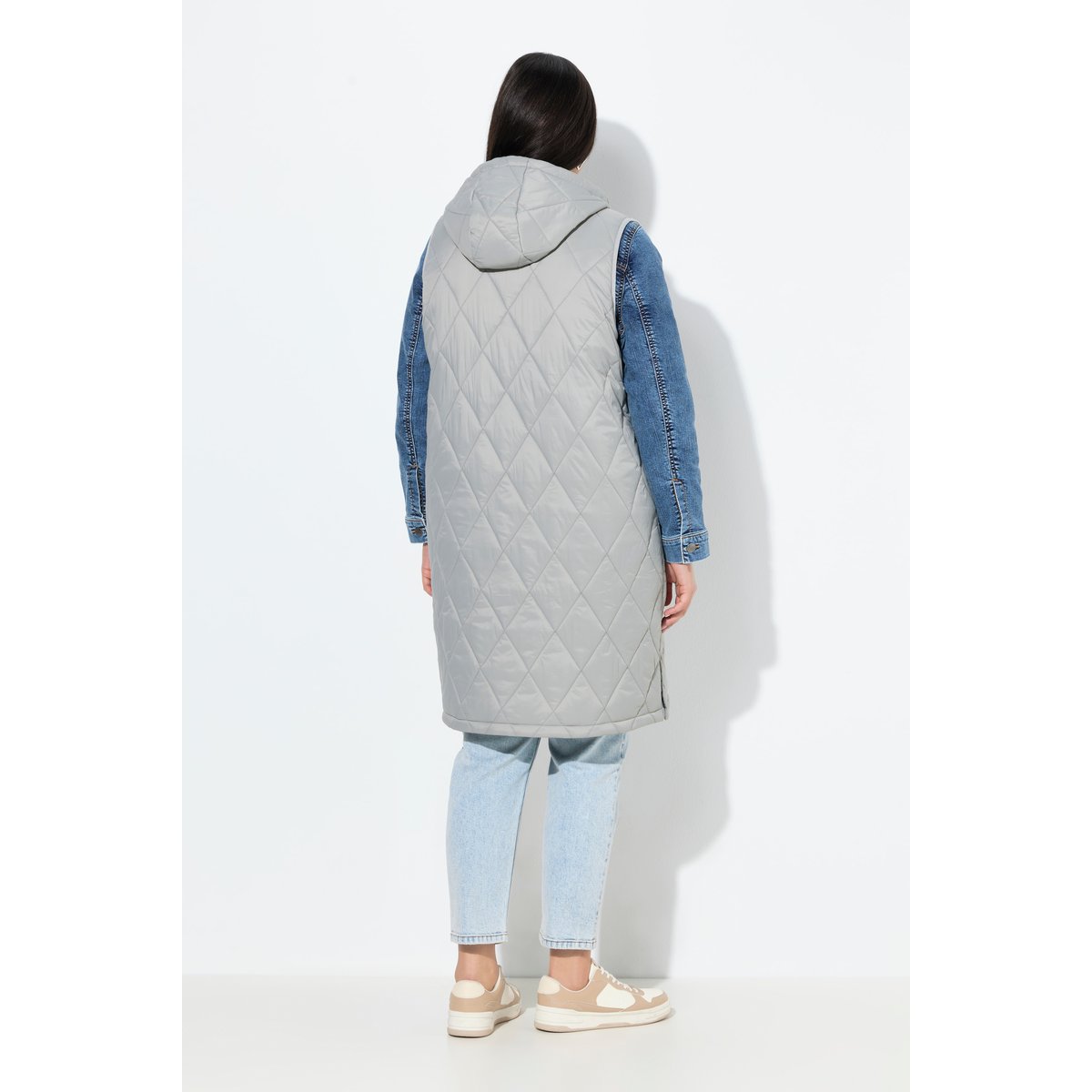Long gilet matelassé HYPRAR, imperméable gris moyen, ULLA POPKEN