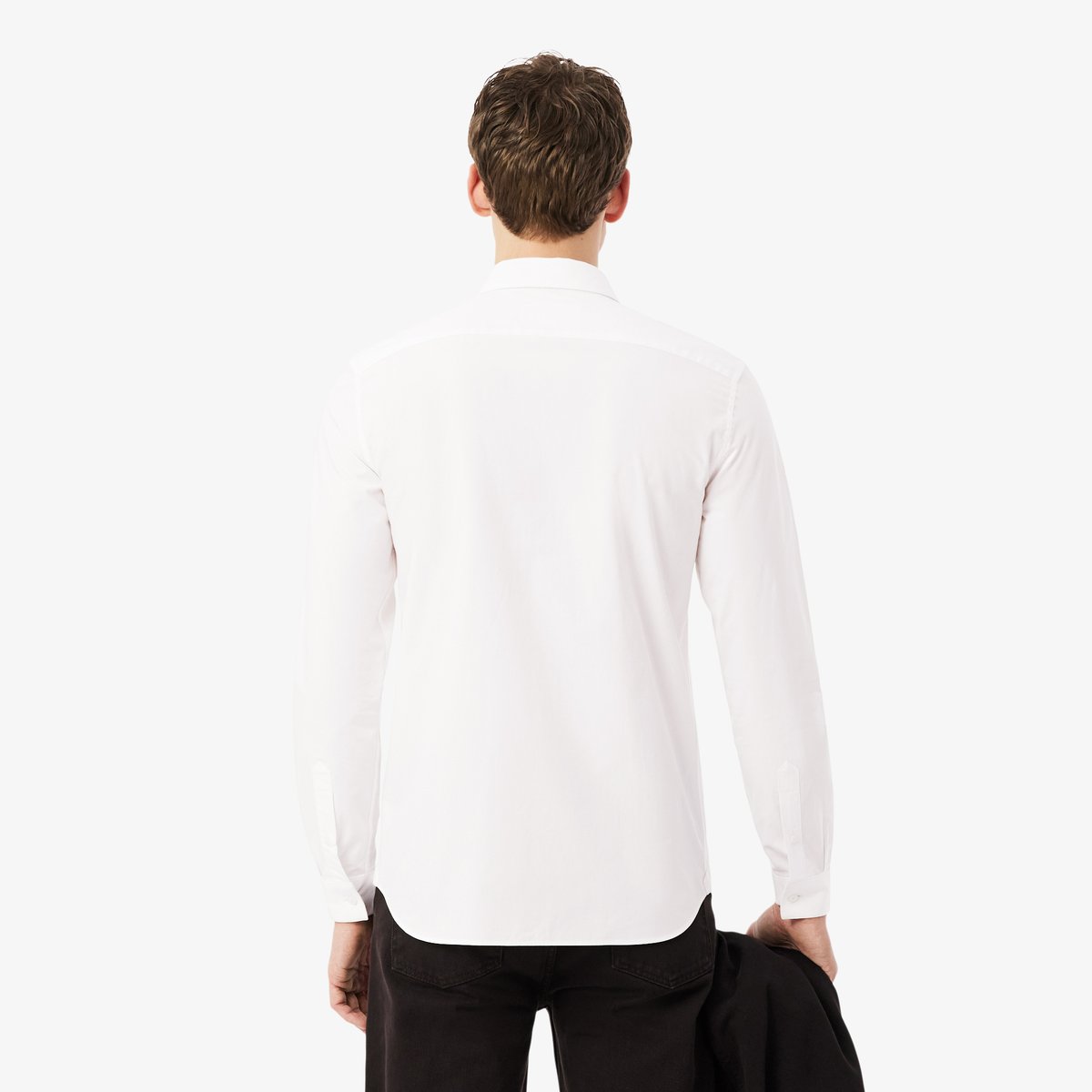 Chemise slim fit popeline de coton stretch blanc-001, LACOSTE