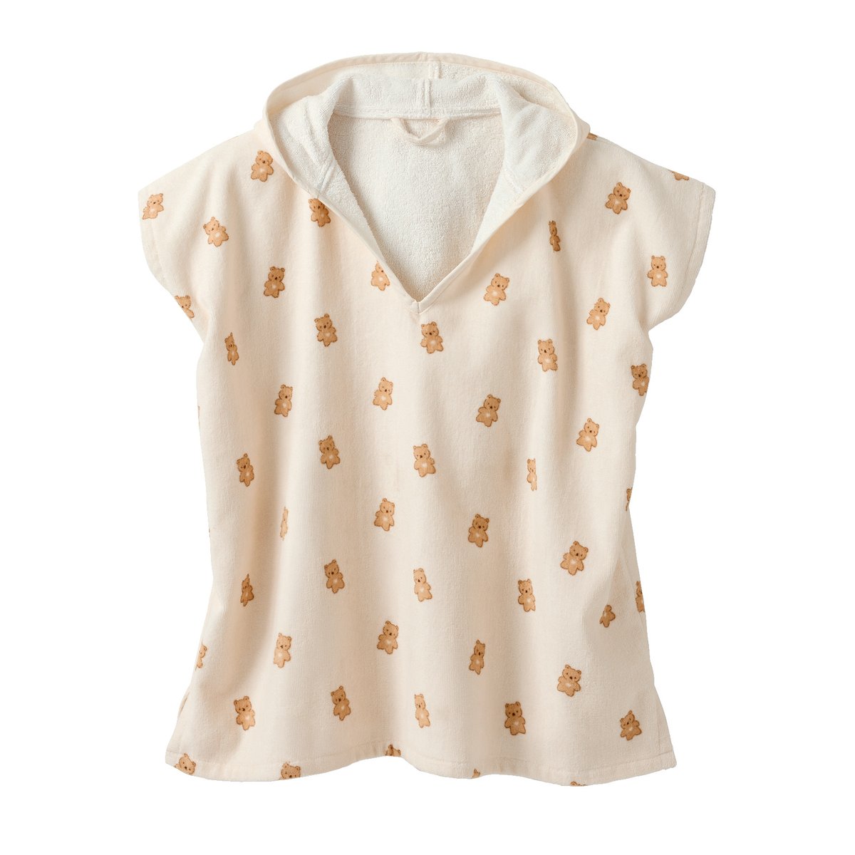 Poncho de bain PETIT OURS, avec coton recyclé blanc imprimé, VERTBAUDET