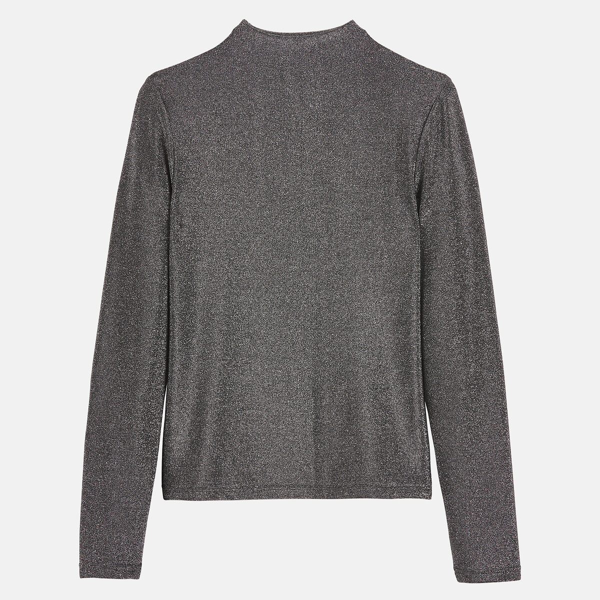 T-shirt col montant manches longues à fils brillants noir lurex, LA REDOUTE COLLECTIONS