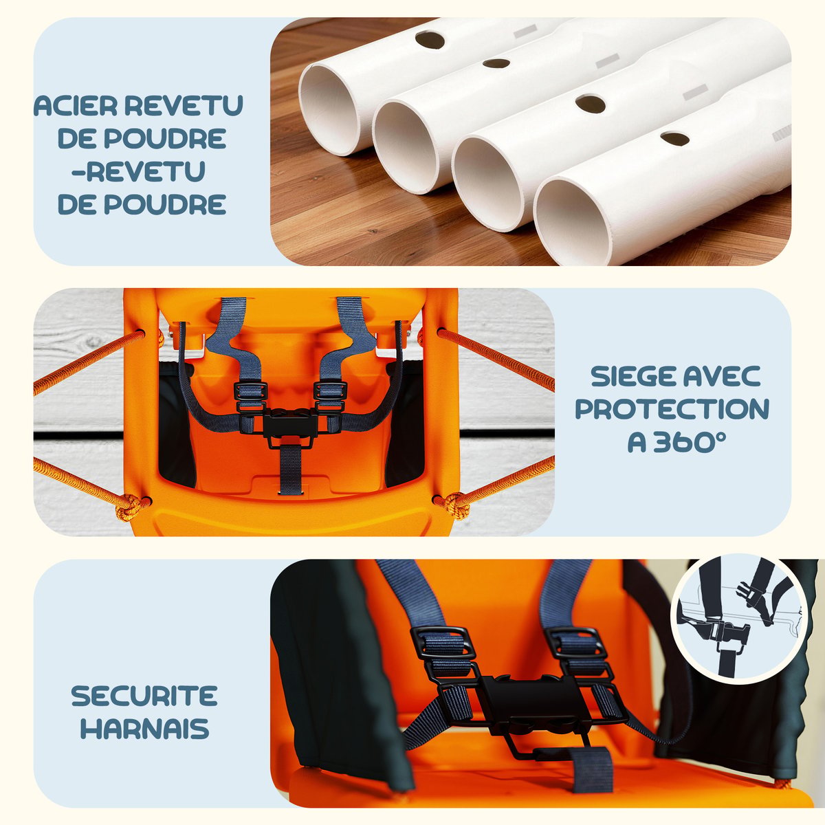 Balançoire pour enfants Acier Orange orange, OUTSUNNY