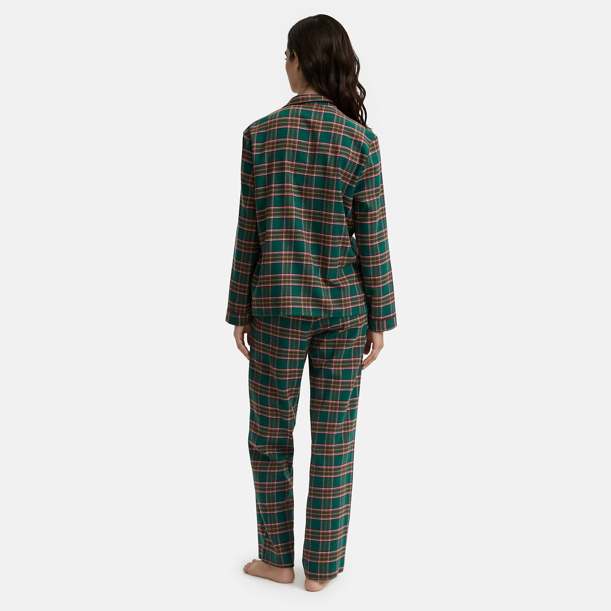 Tweedelige pyjama van flanel, geruit geruit, LA REDOUTE COLLECTIONS