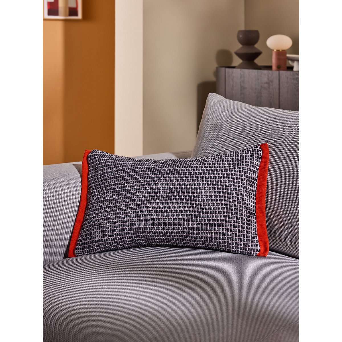 MADE.COM Cady Woven Filled Cushion dark blue, MADE