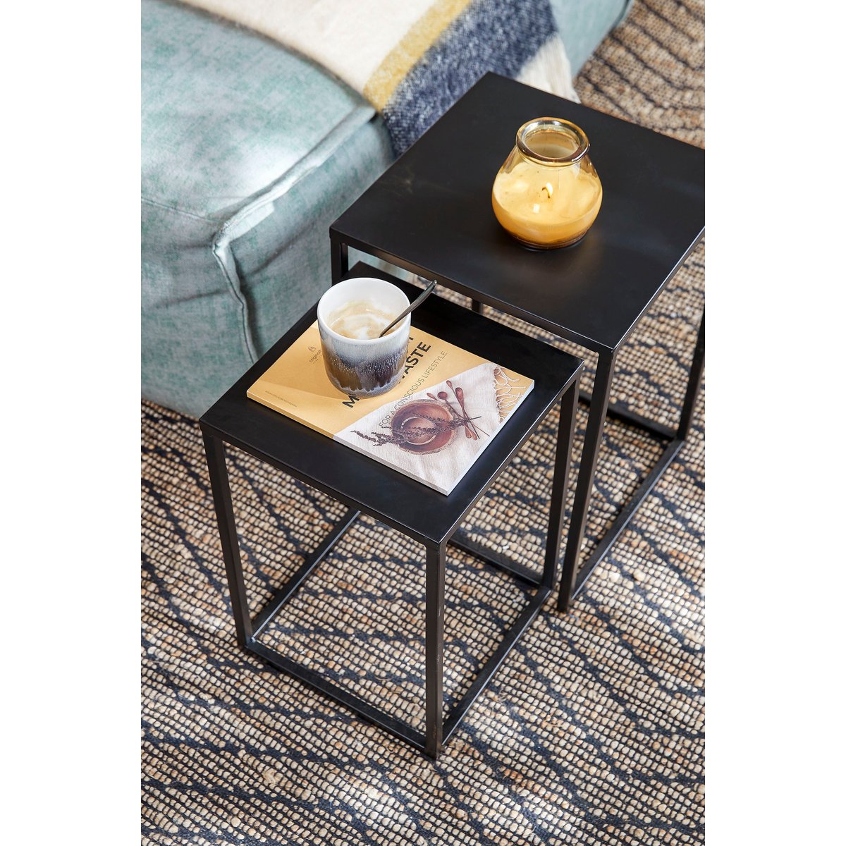 Lot de 2 tables d'appoint GOA noir, MICA DECORATIONS