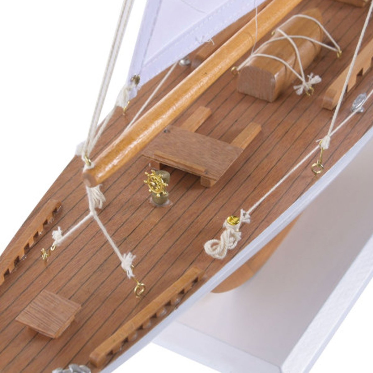 Grand bateau à voiles décoratif bois blanc 75x14x98cm blanc, WADIGA
