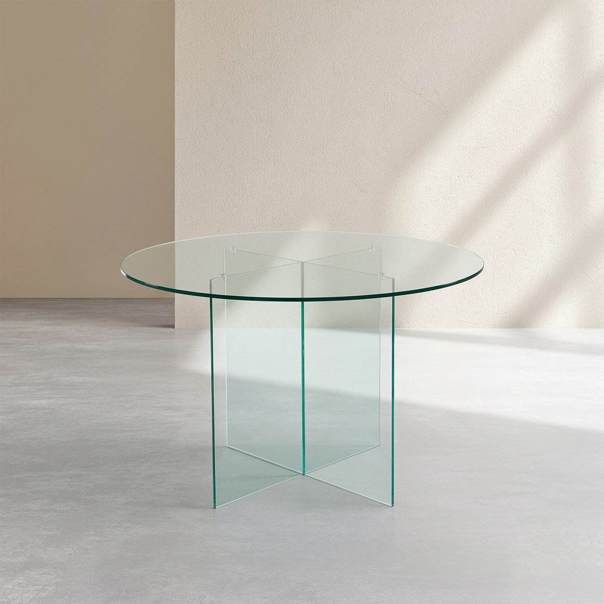 Table ronde en verre trempé FICHET transparent, HABITAT