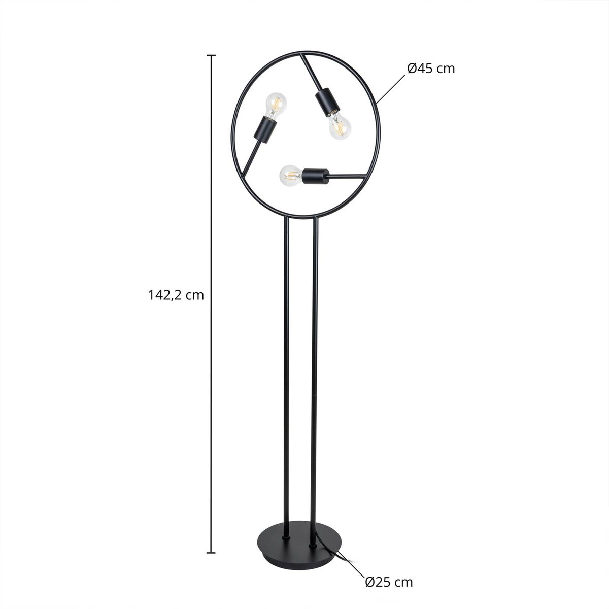 Lampadaire en métal design, Linnard noir, LUCANDE