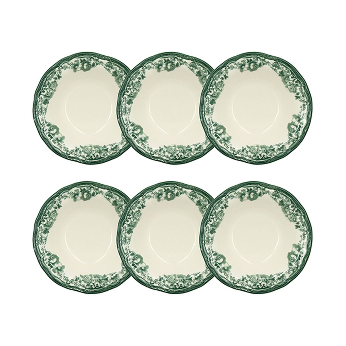 Lot de 6 coupelles 23cl en grès, Faustine blanc-vert, NOVASTYL