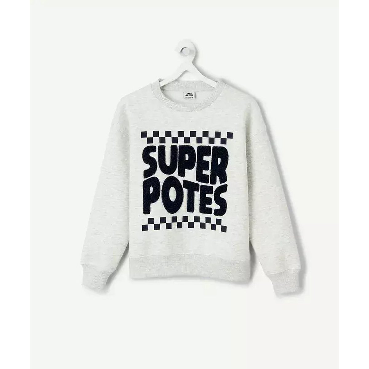 Rundhals-Sweatshirt mit Schriftzug grau meliert, TAPE A L'OEIL