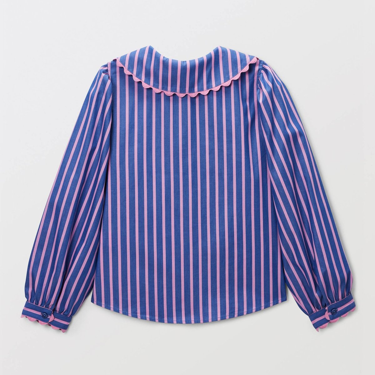 Blouse rayée col claudine porcelaine, MONOPRIX