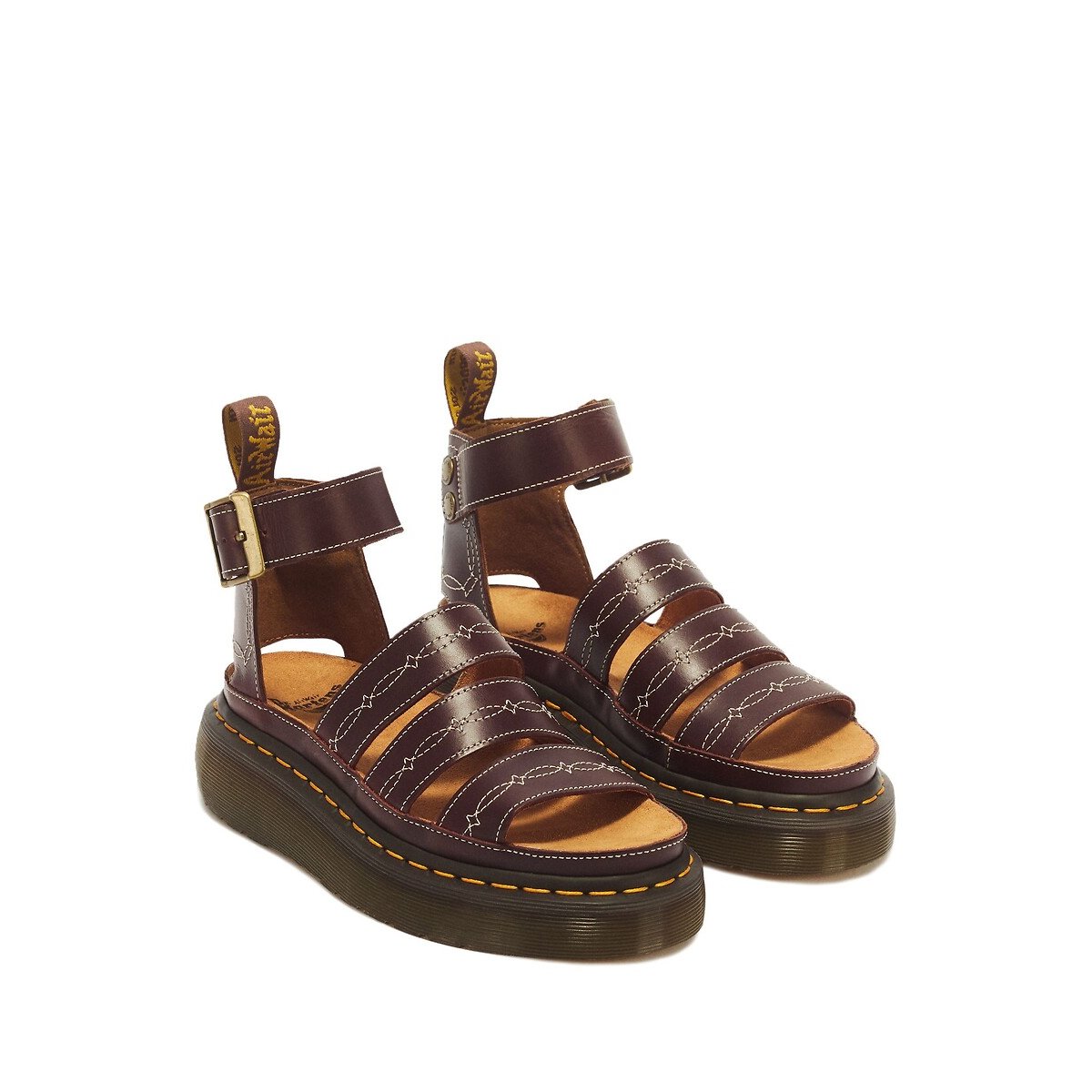 Sandales en cuir, Clarissa Quad Rodeo marron foncé, DR. MARTENS