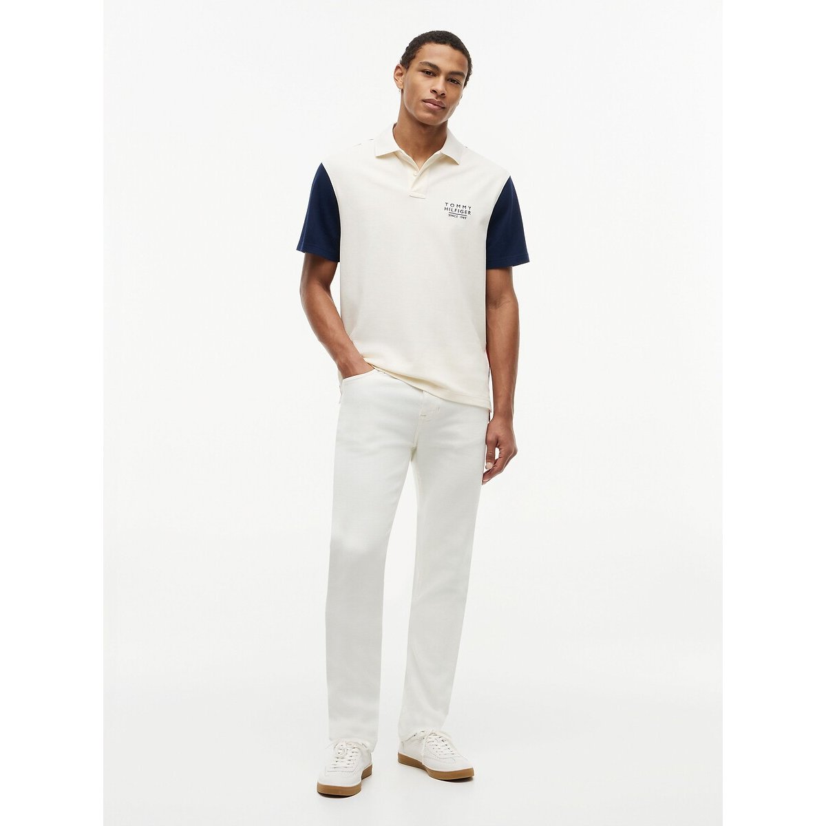 Polo de mangas curtas, classic fit cru, TOMMY HILFIGER