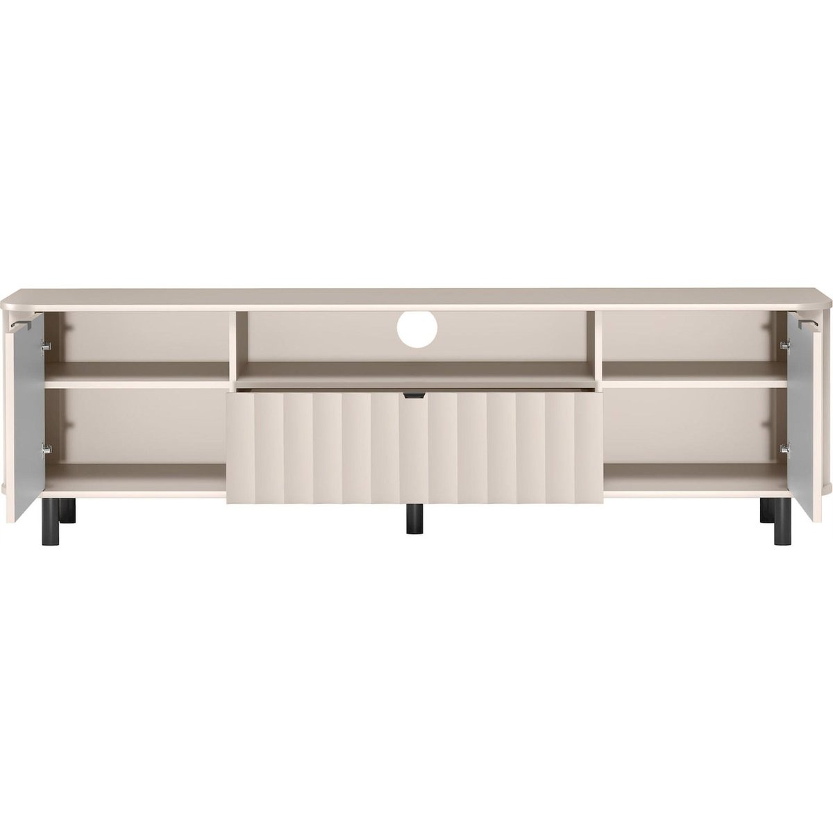 Meuble tv en bois collection NOVADO cachemire mat et noir mat, RECOLLECTION