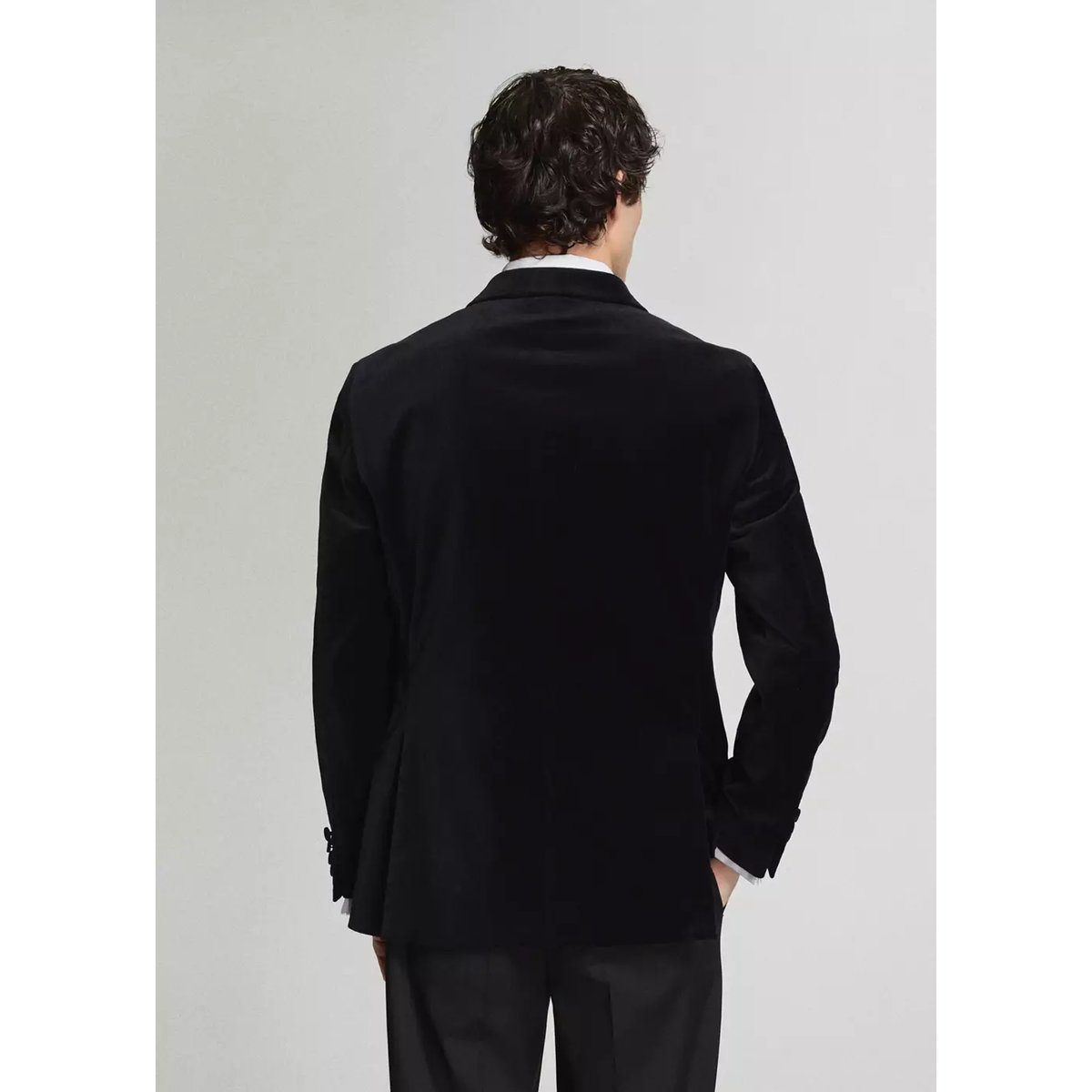 Blazer 100 % coton, velours noir, MANGO MAN