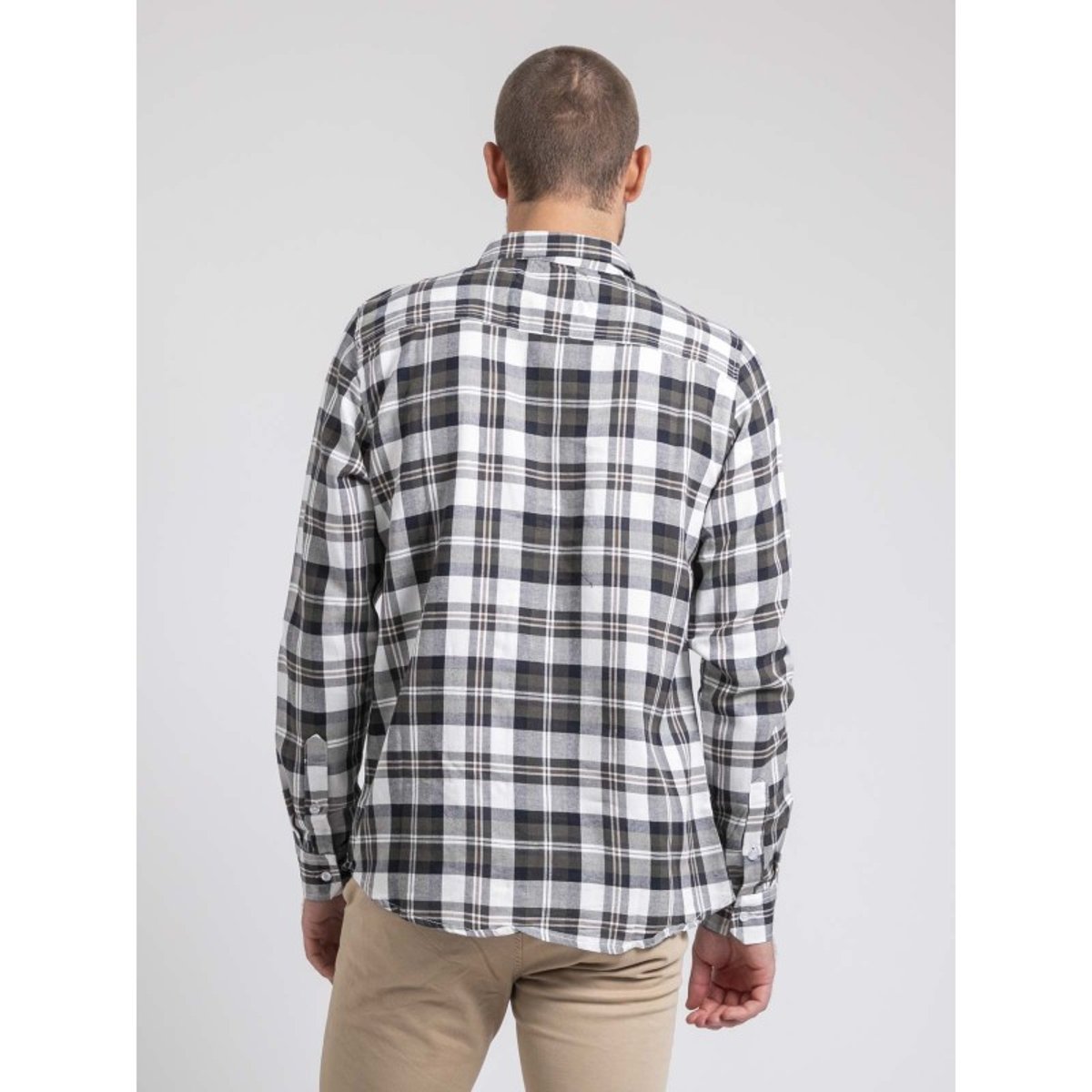Chemise Manches Longues Carreaux Pur Coton Flanelle Telimax kaki, RITCHIE