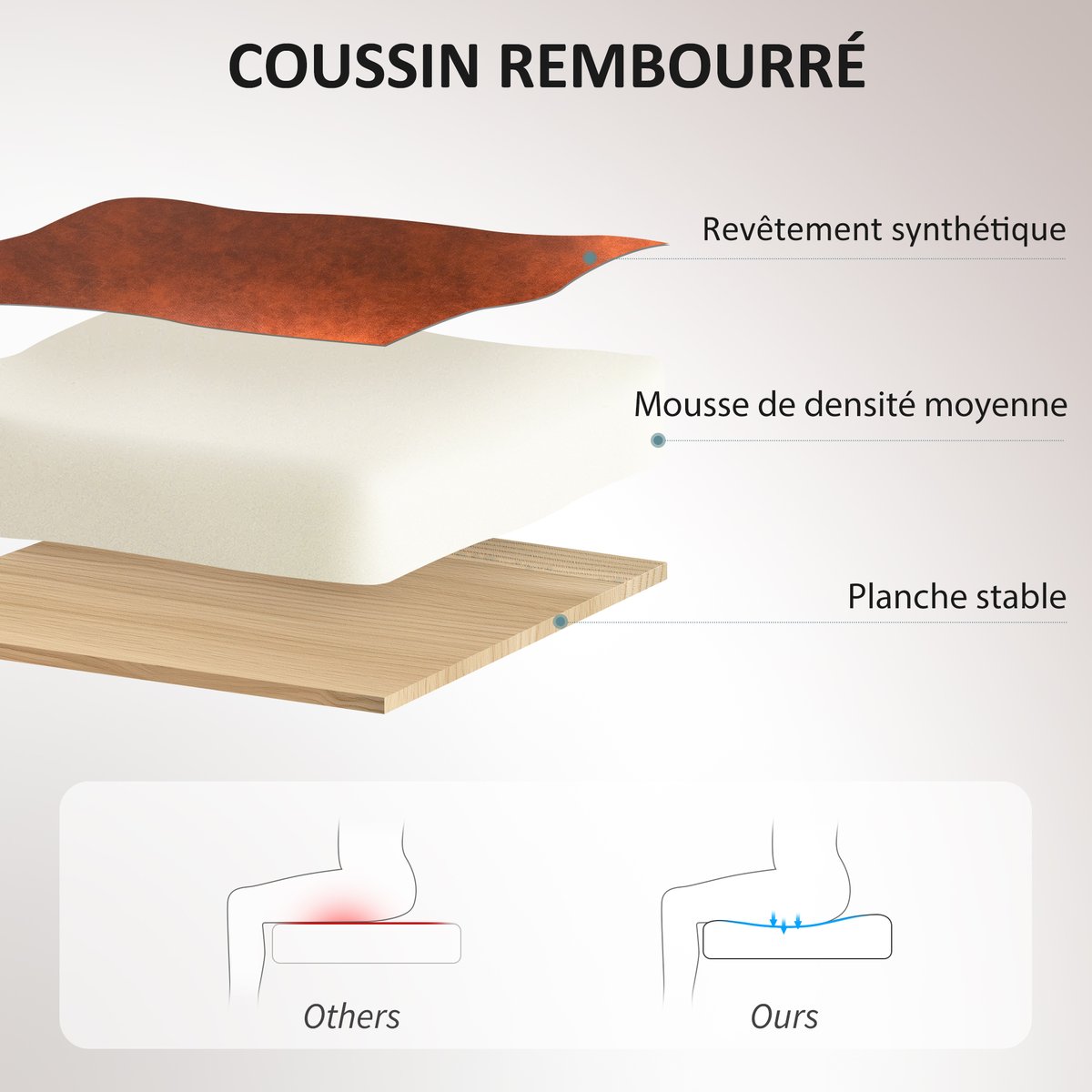Chaise de bureau Revêtement synthétique marron, HOMCOM