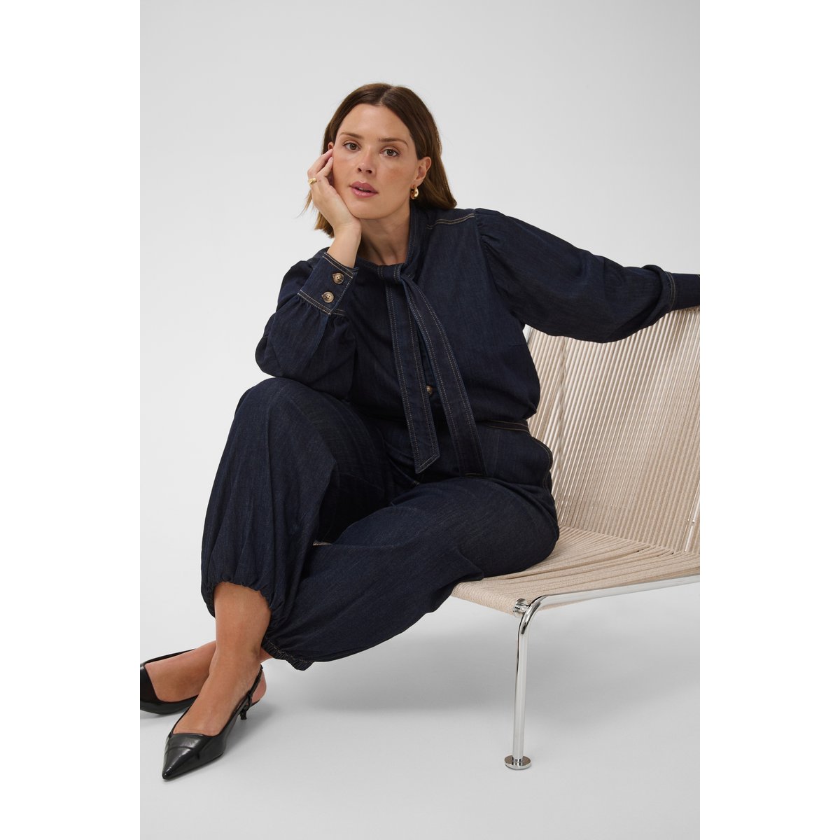 Chemise en jean bleu raw blue denim, KAFFE CURVE