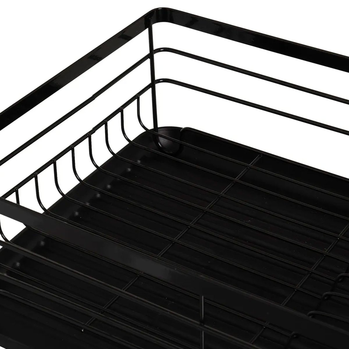 Égouttoir à vaisselle métal noir avec plateau plastique 42x31x14cm noir, WADIGA