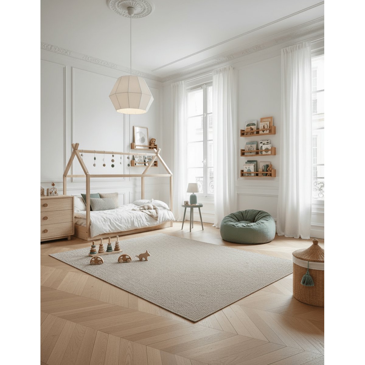 Tapis uni bouclé SOUFFLOT gris minéral, AFK LIVING