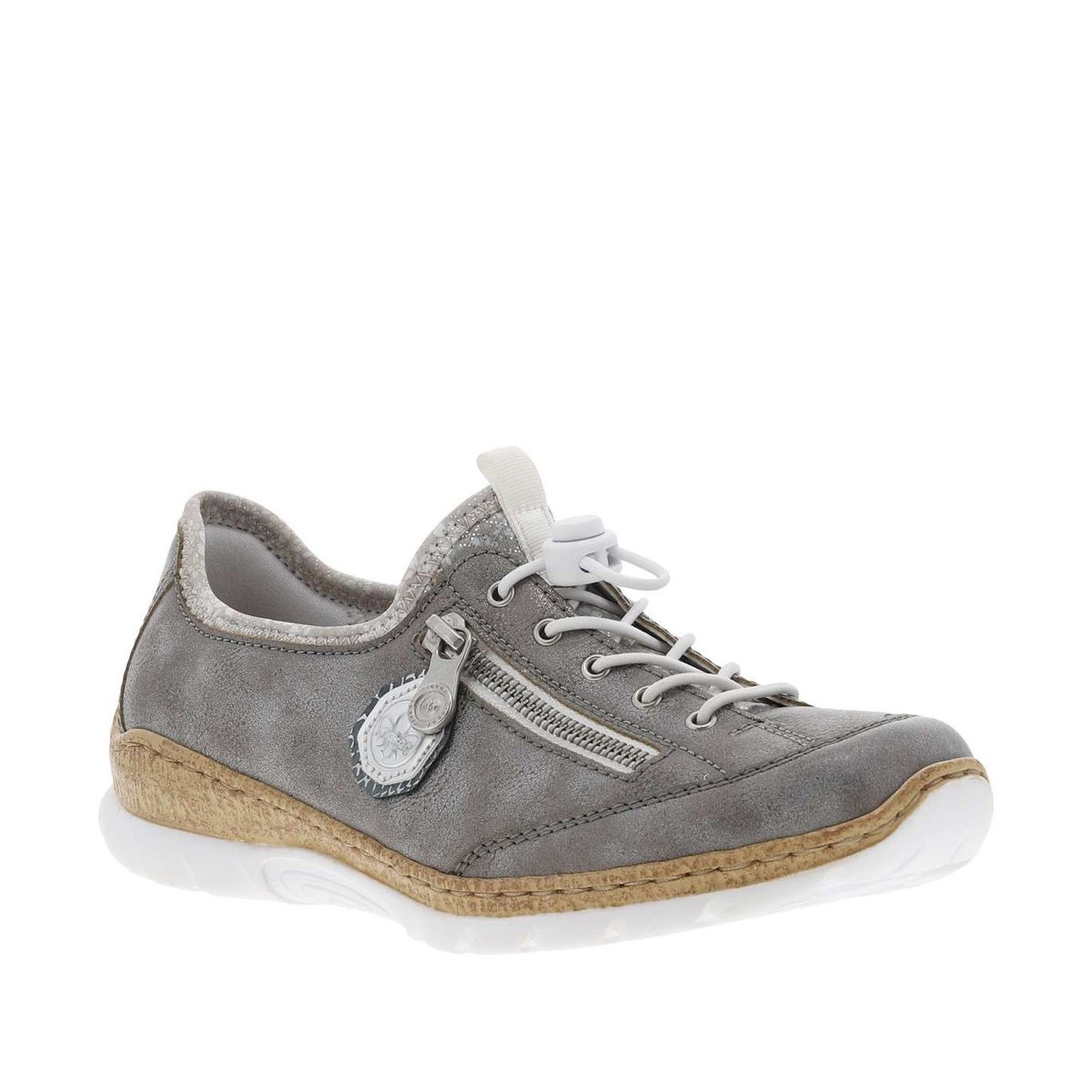 Sneakers platine à semelle blanche et à talon compensé bas avec slip-on platine, RIEKER