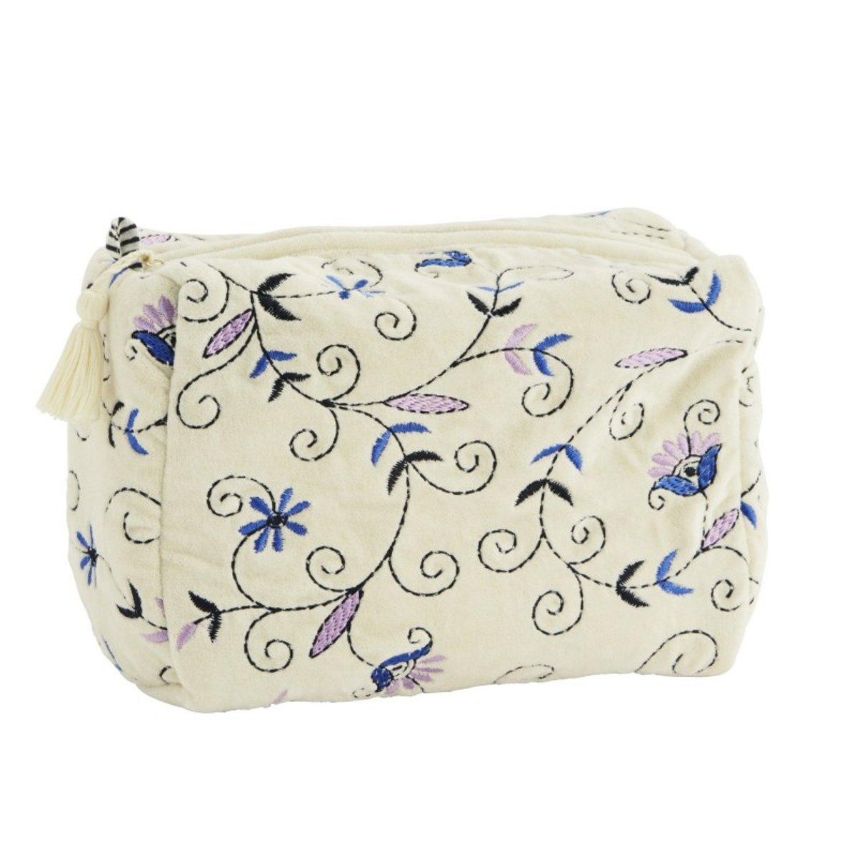 Trousse de toilette velours floral blanc, MADAM STOLTZ